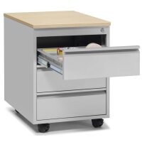 Rollcontainer BASE L Stahl, lichtgrau RAL 7035B 460 x H...