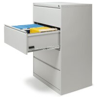 Hängeregistraturstahlschrank BASE L pulverbeschicht, Lichtgrau RAL 7035B 840 x H 1320 x T 420 mm