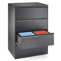 Hängeregistraturstahlschrank BASE L pulverbeschichtet, Anthrazit RAL 7021B 840 x H 1320 x T 420 mm