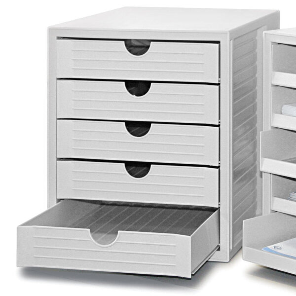 Kunststoff-Schubladenbox Box mit 5 Schubladen, geschlossen, Farbe LichtgrauH 320 x B 275 x T 330 mm