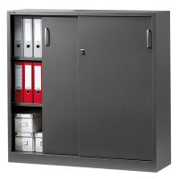 Schiebetürenschrank BASE L Stahl, anthrazit RAL 7021B 1200 x H 1200 x T 420 mm