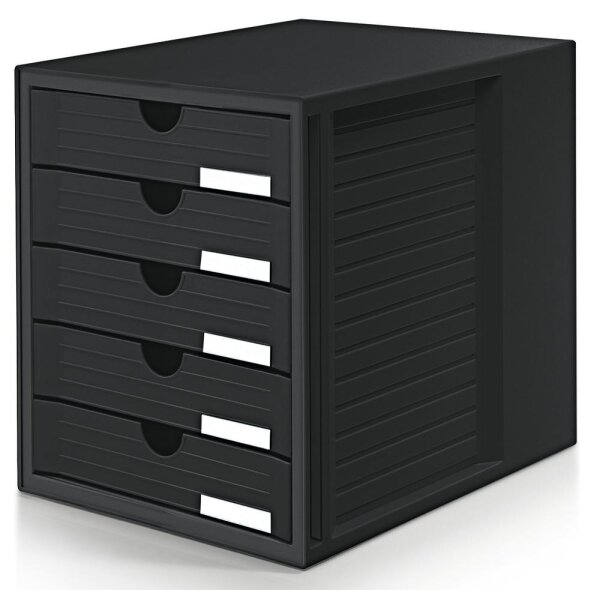Kunststoff-Schubladenbox Box mit 5 Schubladen, geschlossen, Farbe SchwarzH 320 x B 275 x T 330 mm