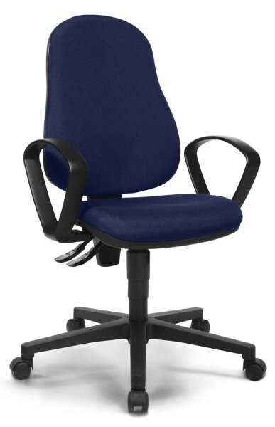 Bürostuhl COMFORT P mit Armlehnen Fußkreuz Polyamid schwarzStoff Basic G blau