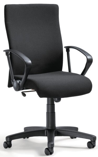 Bürodrehstuhl DV 10 mit Armlehnen Fußkreuz Polyamid schwarzBezug Stoff Basic D, Farbe schwarz