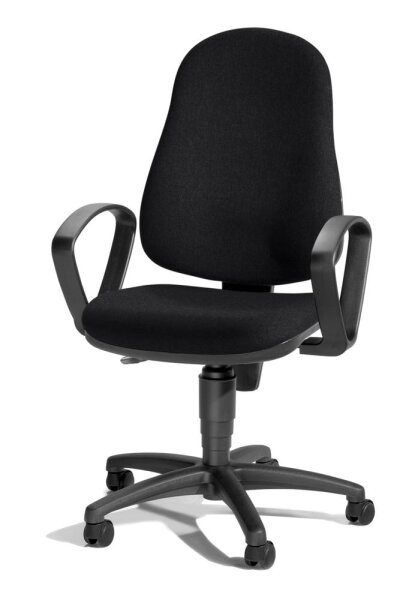 Bürostuhl BASE ART 60 mit Armlehnen Fußkreuz Polyamid schwarzBezug Stoff Basic MP, Farbe schwarz