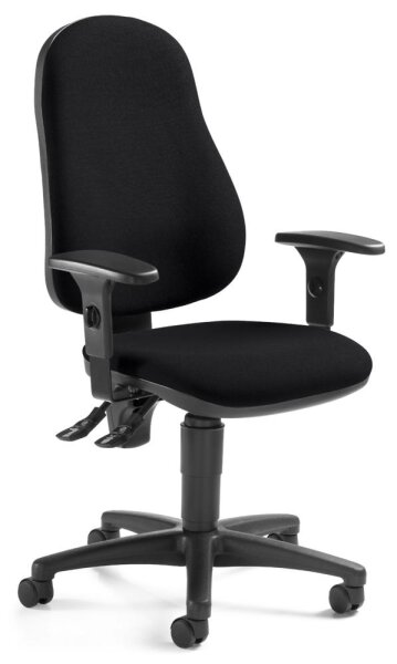 Bürostuhl BASE ART 60 mit Armlehnen Polyamid Fußkreuz schwarzBezug Stoff Basic MP, Farbe schwarz