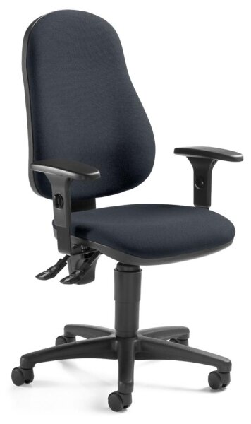 Bürostuhl BASE ART 60 mit Armlehnen Polyamid Fußkreuz schwarzBezug Stoff Basic MP, Farbe grau