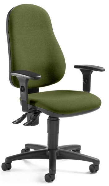 Bürostuhl BASE ART 60 mit Armlehnen Polyamid Fußkreuz schwarzBezug Stoff Basic MP, Farbe grün
