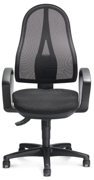 Bürodrehstuhl COMFORT NET mit Armlehnen Fußkreuz Polyamid schwarzBezug Sitz Stoff Basic G, Farbe schwarz