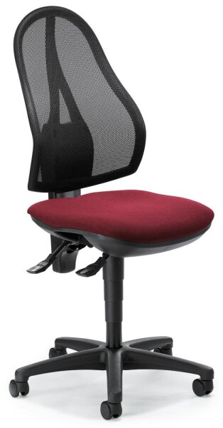 Bürodrehstuhl COMFORT NET ohne Armlehnen Fußkreuz Polyamid schwarzBezug Sitz Stoff Basic G, Farbe bordeaux