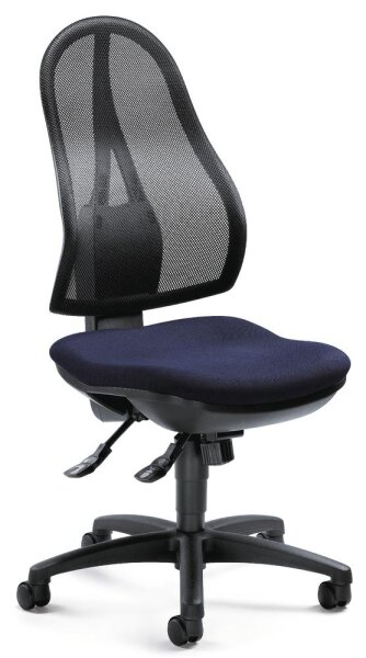 Bürodrehstuhl COMFORT NET ohne Armlehnen Fußkreuz Polyamid schwarzBezug Stoff Basic G, Farbe dunkelblau