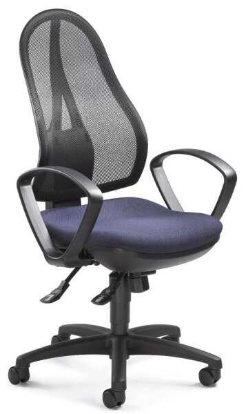 Bürodrehstuhl COMFORT NET mit Armlehnen Fußkreuz Polyamid schwarzBezug Stoff Basic G, Farbe dunkelblau
