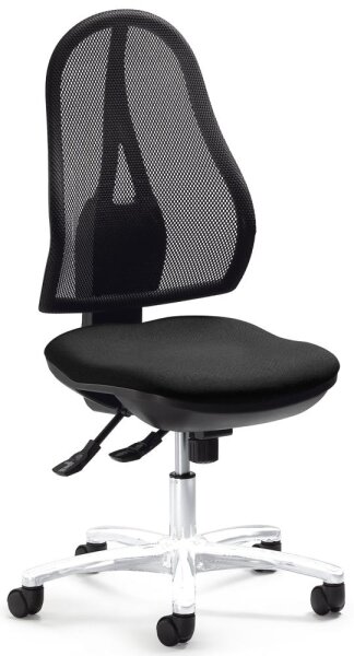 Bürodehstuhl COMFORT NET DELUXE ohne Armlehnen Fußkreuz verchromtBezug Stoff Basic G, Farbe schwarz