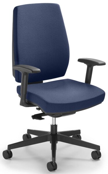 Bürostuhl Ergo SIT mit Armlehnen Fußkreuz Polyamid, schwarzStoff DELTA BD, blau