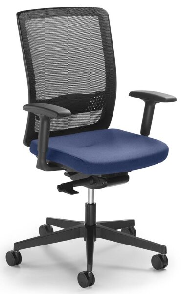 Bürostuhl Ergo NET mit Armlehnen Fußkreuz Polyamid, schwarzStoff DELTA BD, blau