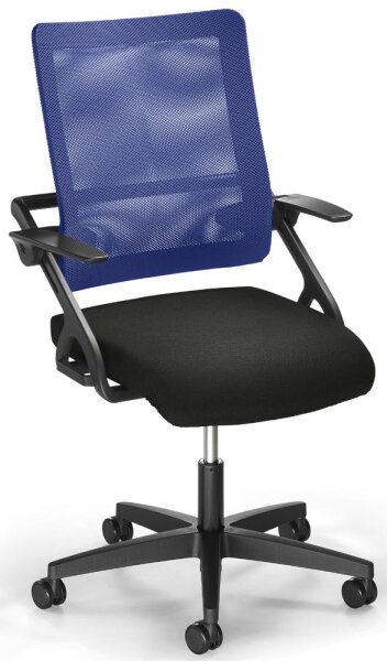 Bürostuhl SITNESS 60-3D NET mit Armlehnen Fußkreuz Polyamid schwarzBezug Stoff Basic T, Farbe blau