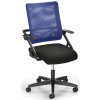 Bürostuhl SITNESS 60-3D NET mit Armlehnen Fußkreuz Polyamid schwarzBezug Stoff Basic T, Farbe blau