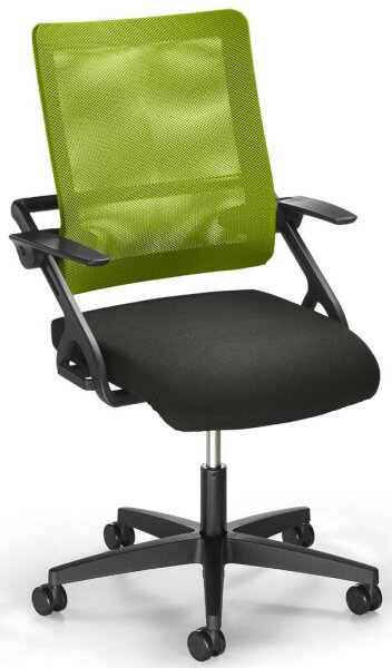 Bürostuhl SITNESS 60-3D NET mit Armlehnen Fußkreuz Polyamid schwarzBezug Stoff Basic T, Farbe grün