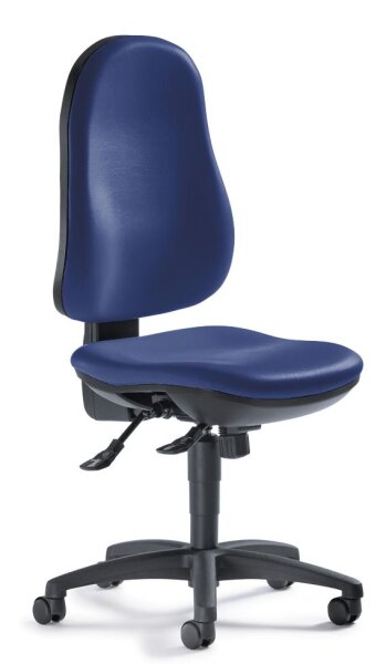 Bürostuhl COMFORT S ohne Armlehnen Fußkreuz Polyamid schwarzBezug Softex S, Farbe blau