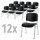 12er SET - Besucherstühle ISO 4-Fuß Gestell verchromtBezug Stoff Basic D, Farbe schwarz