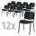 12er SET - Besucherstühle ISO 4-Fuß Gestell schwarzBezug Stoff Basic D, Farbe schwarz