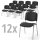 12er SET - Besucherstühle ISO 4-Fuß Gestell alusilberBezug Stoff Basic D, Farbe anthrazit-meliert
