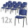 12er SET - Besucherstühle ISO 4-Fuß Gestell schwarzBezug Stoff Basic D, Farbe blau