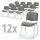 12er SET - Besucherstühle ISO 4-Fuß Gestell verchromtBezug Stoff Basic D, Farbe grau