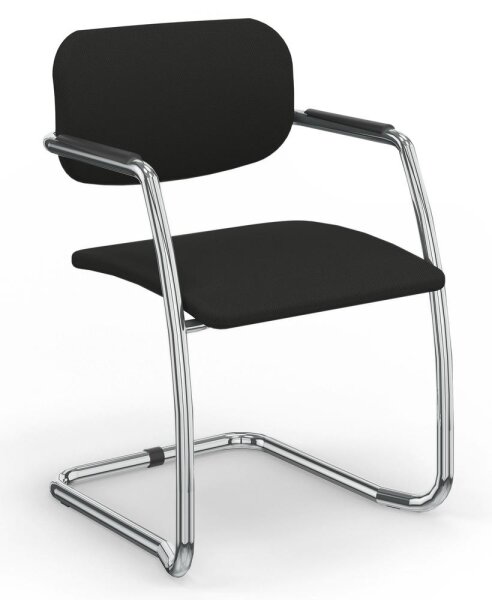 Besucherstuhl-/Konferenzstuhl TOP SWING DELUXE Gestell verchromtPolster Rücken und Sitz schwarz