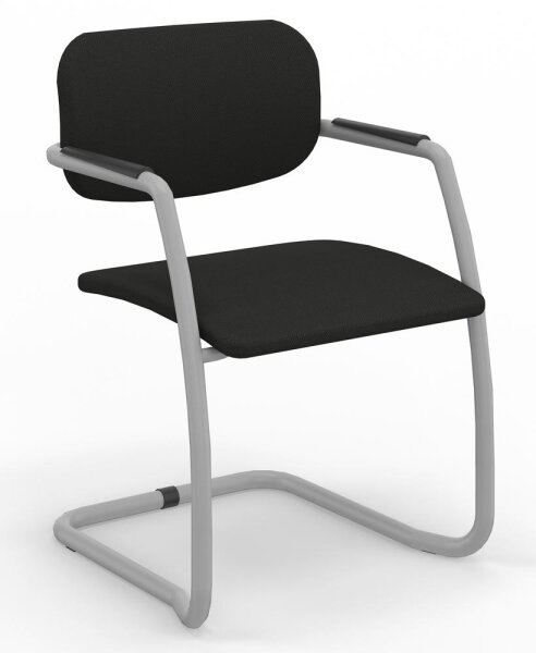 Besucherstuhl-/Konferenzstuhl TOP SWING DELUXE Gestell Alu pulverbeschichtetPolster Rücken und Sitz schwarz
