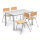 SET: 1 Tisch, 4 Stapelstühle Holz Tisch B 1200 x T 700 x H 720 mmGestelle Lichtgrau RAL 7035