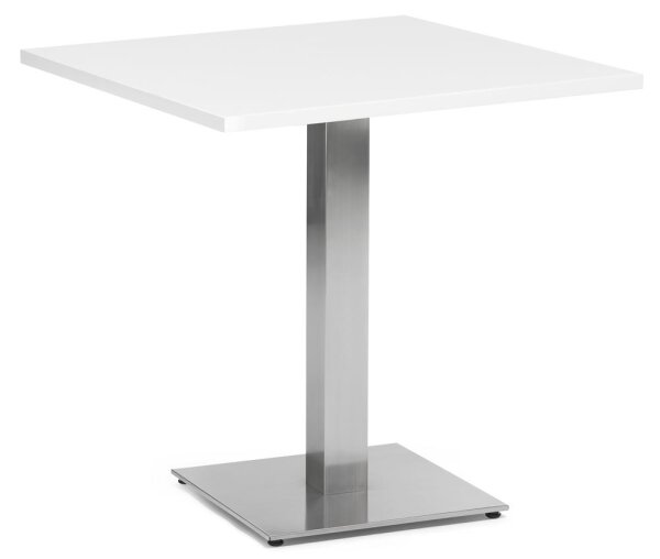 Cafeteria Tischsystem PARMA eckig Gestell EdelstahlPlatte Weiß