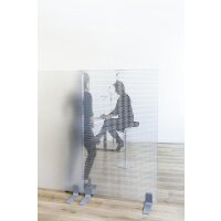 Schallschutz-Trennwand aus PET, transparent PET, Schallschutz 24-26 dB, B1 Brandschutz,Stärke: 27mm, Abmessung: 1500 x 990 mm