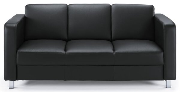 Sofa 3-Sitzer AREZZO Füße verchromtKunstleder, Farbe schwarz