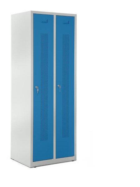 Garderobenspinde ohne Unterbau Korpus Lichtgrau, Türen LichtblauH 1700 x B 590 x T 500 mm