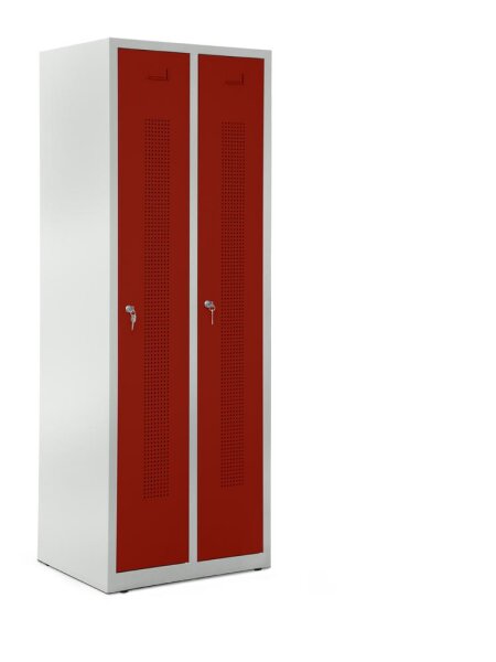 Garderobenspinde ohne Unterbau Korpus Lichtgrau, Türen RubinrotH 1700 x B 590 x T 500 mm
