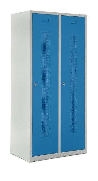Garderobenspinde ohne Unterbau Korpus Lichtgrau, Türen LichtblauH 1700 x B 800 x T 500 mm