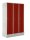 Garderobenspinde mit Sockel Korpus Lichtgrau, Türen RubinrotH 1800 x B 1185 x T 500 mm