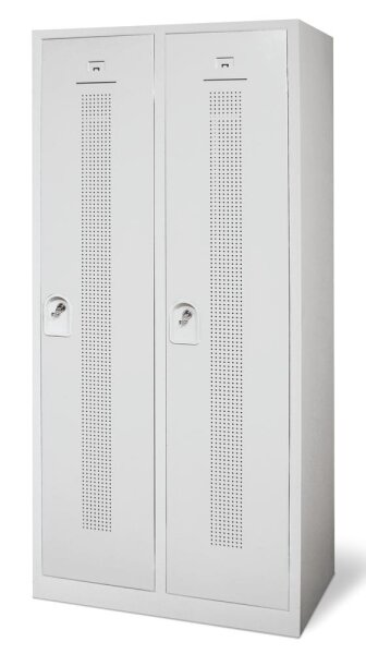 Garderoben-Stahlspind mit Sockel Korpus lichtgrau, Türen lichtgrauB 800 x H 1800 x T 500 mm