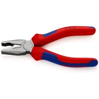 KNIPEX 03 02 160 SB Kombizange mit Mehrkomponenten-Hüllen schwarz atramentiert 160 mm (SB-Karte/Blister)
