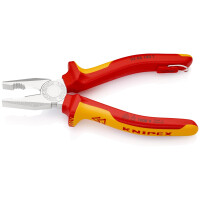 KNIPEX 03 06 180 T BK Kombizange isoliert mit Mehrkomponenten-Hüllen, VDE-geprüft; mit integrierter isolierter Befestigungsöse zum Anbringen einer Absturzsicherung verchromt 180 mm (SB-Karte/Blister)
