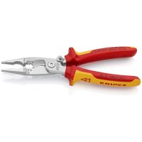 KNIPEX 13 96 200 SB Elektro-Installationszange isoliert mit Mehrkomponenten-Hüllen, VDE-geprüft verchromt 200 mm (SB-Karte/Blister)