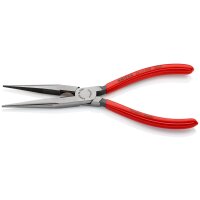 KNIPEX 26 11 200 SB Flachrundzange mit Schneide (Storchschnabelzange) mit Kunststoff überzogen schwarz atramentiert 200 mm (SB-Karte/Blister)