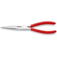 KNIPEX 26 13 200 Flachrundzange mit Schneide (Storchschnabelzange) mit Kunststoff überzogen verchromt 200 mm