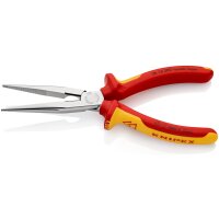 KNIPEX 26 16 200 SB Flachrundzange mit Schneide (Storchschnabelzange) isoliert mit Mehrkomponenten-Hüllen, VDE-geprüft verchromt 200 mm (SB-Karte/Blister)