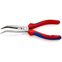 KNIPEX 26 22 200 T Flachrundzange mit Schneide (Storchschnabelzange) mit Mehrkomponenten-Hüllen, mit integrierter Befestigungsöse zum Anbringen einer Absturzsicherung schwarz atramentiert 200 mm