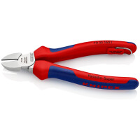 KNIPEX 70 05 160 T BK Seitenschneider mit Mehrkomponenten-Hüllen, mit integrierter Befestigungsöse zum Anbringen einer Absturzsicherung verchromt 160 mm (SB-Karte/Blister)