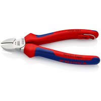 KNIPEX 70 05 160 T Seitenschneider mit Mehrkomponenten-Hüllen, mit integrierter Befestigungsöse zum Anbringen einer Absturzsicherung verchromt 160 mm