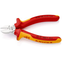 KNIPEX 70 06 140 SB Seitenschneider isoliert mit Mehrkomponenten-Hüllen, VDE-geprüft verchromt 140 mm (SB-Karte/Blister)
