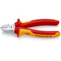 KNIPEX 70 06 160 SB Seitenschneider isoliert mit Mehrkomponenten-Hüllen, VDE-geprüft verchromt 160 mm (SB-Karte/Blister)